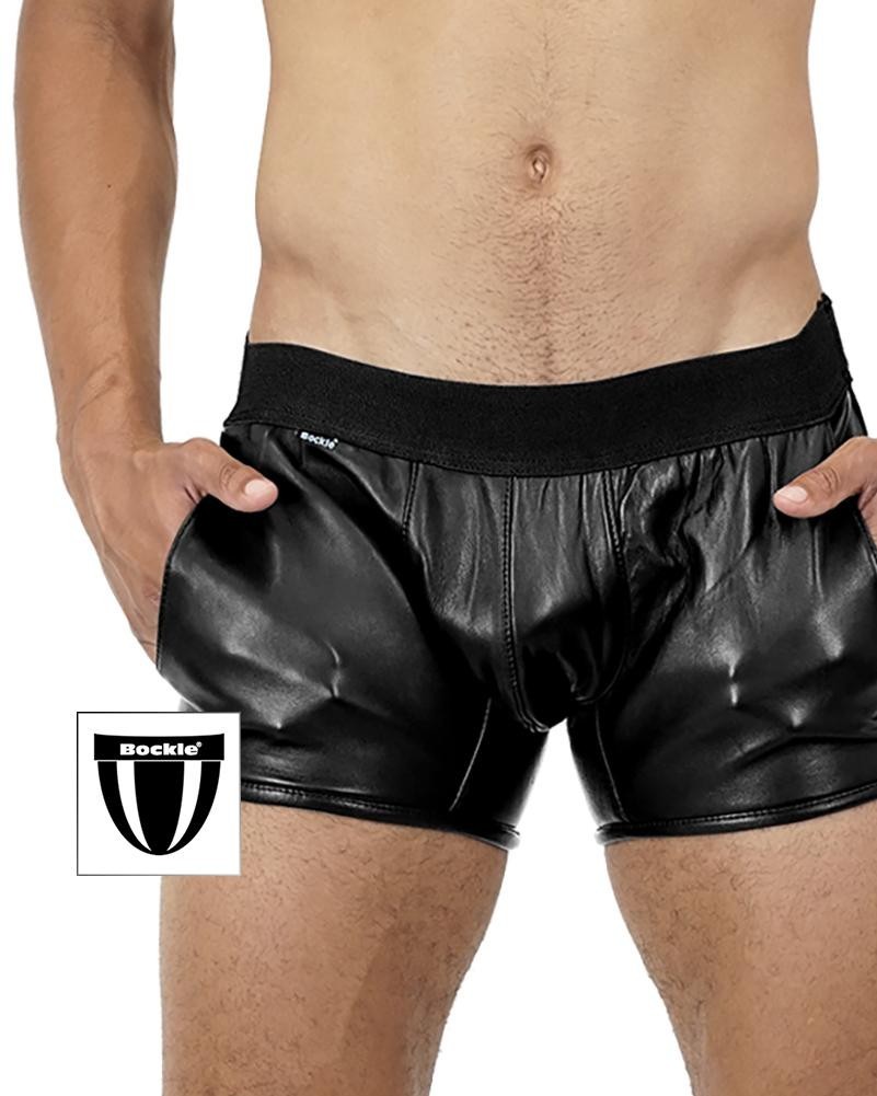 Bockle ® new boxer lamb leather shorts sexy men’s short leather pants gay pants Bockle