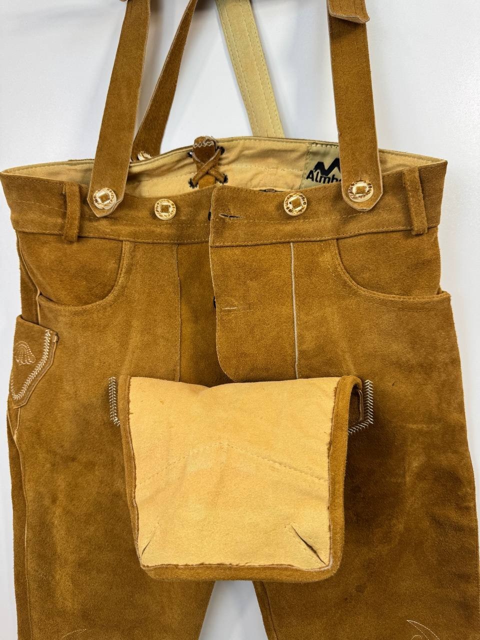 Almbock Genuine Leather Suede Lederhosen Bavarian Oktoberfest Trachten Men 48