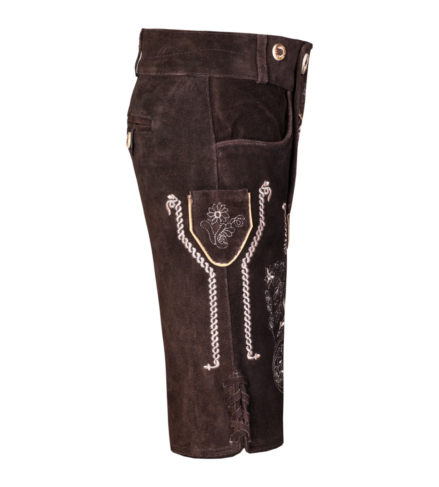 Men Traditional Leather Oktoberfest Lederhosen (Brown, Black, Gold, Med Brown)