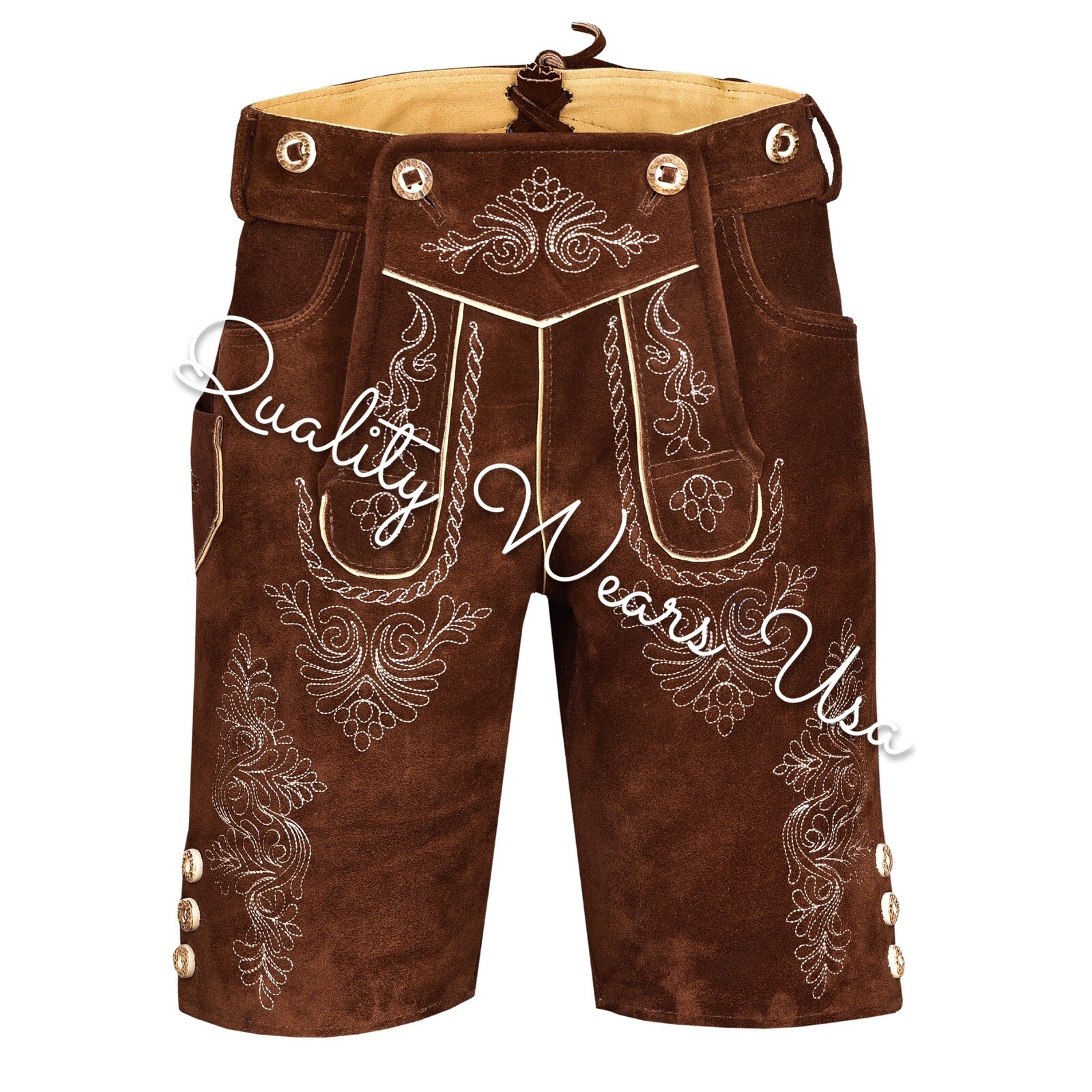 Authentic Men Lederhosen Oktoberfest Bavarian Lederhosen -Leather Trousers Plain