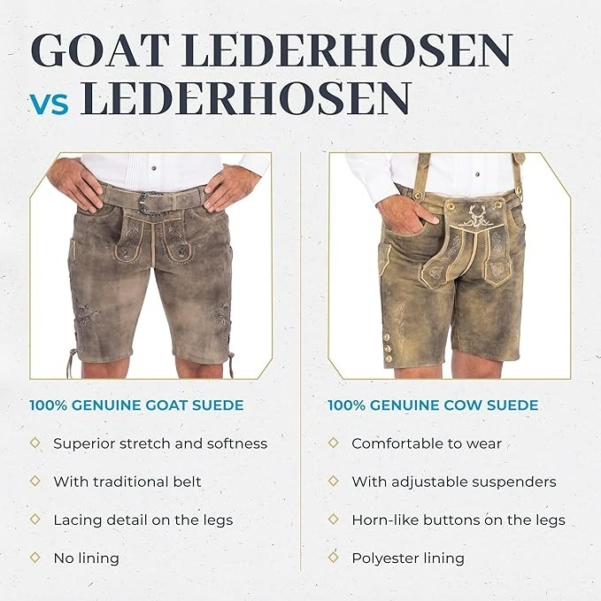 NEW German Oktoberfest Bavarian Mens Trachten Lederhosen Pants Size 36