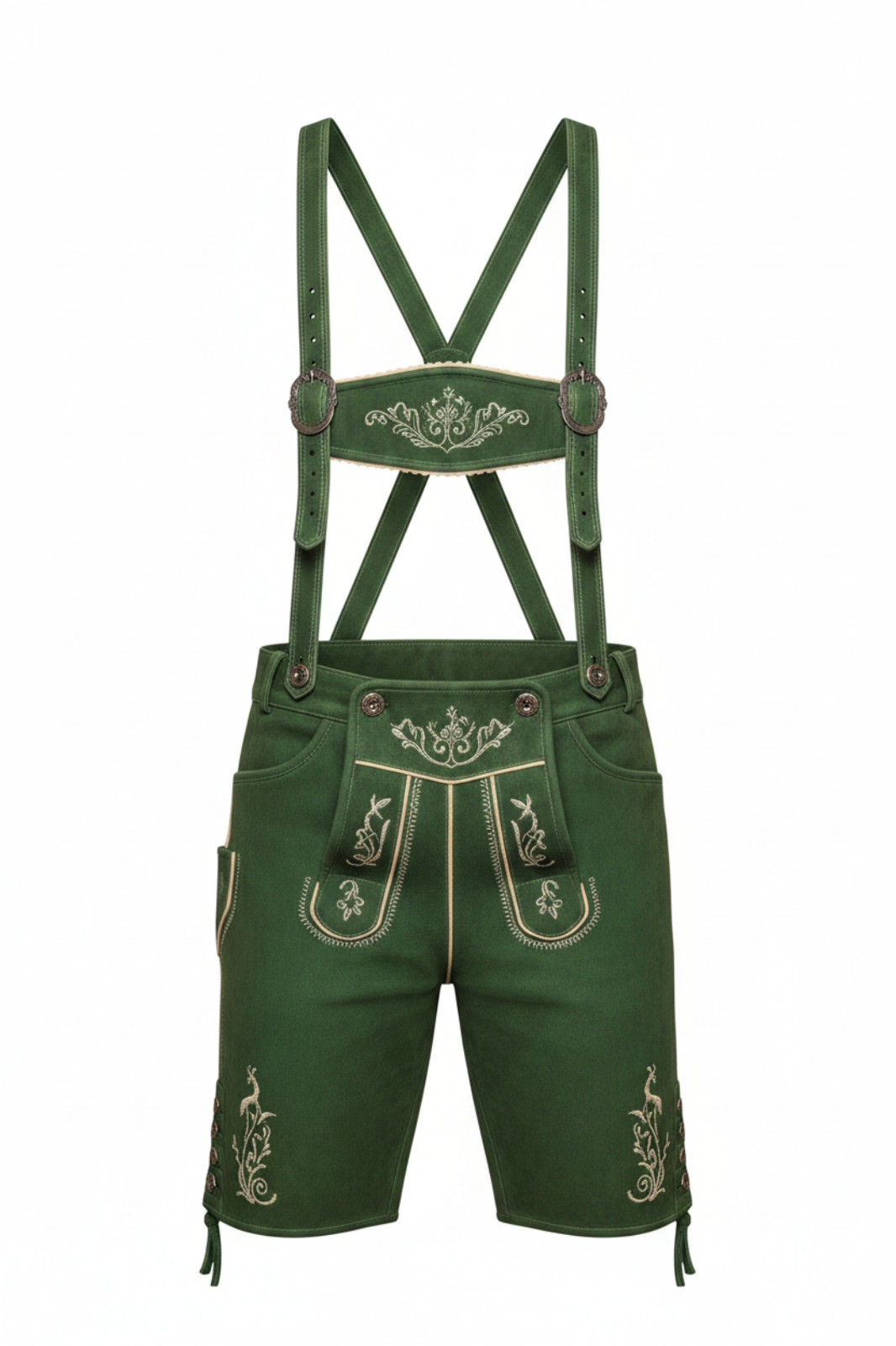 Men Lederhosen made of Genuine Cow Suede Leather Green