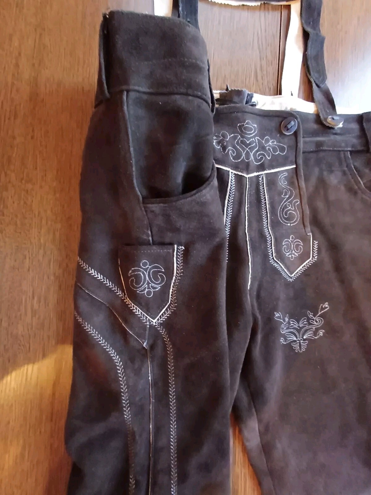 Bavarian Trachten Oktoberfest Suede Leather Lederhosen Shorts Pant Size W 42-44