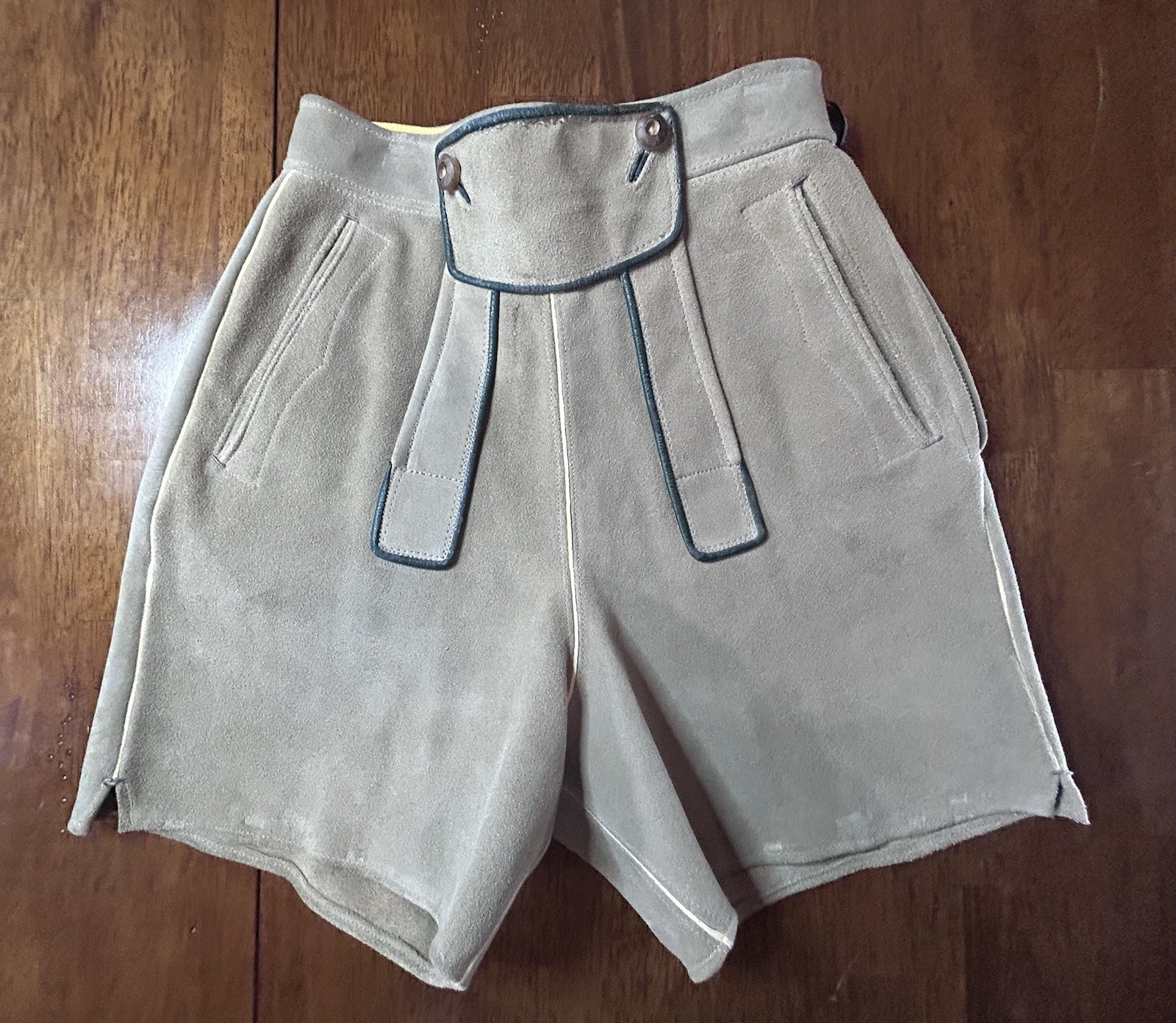 Vintage Size 12 Small Leather Suede Lederhosen Short