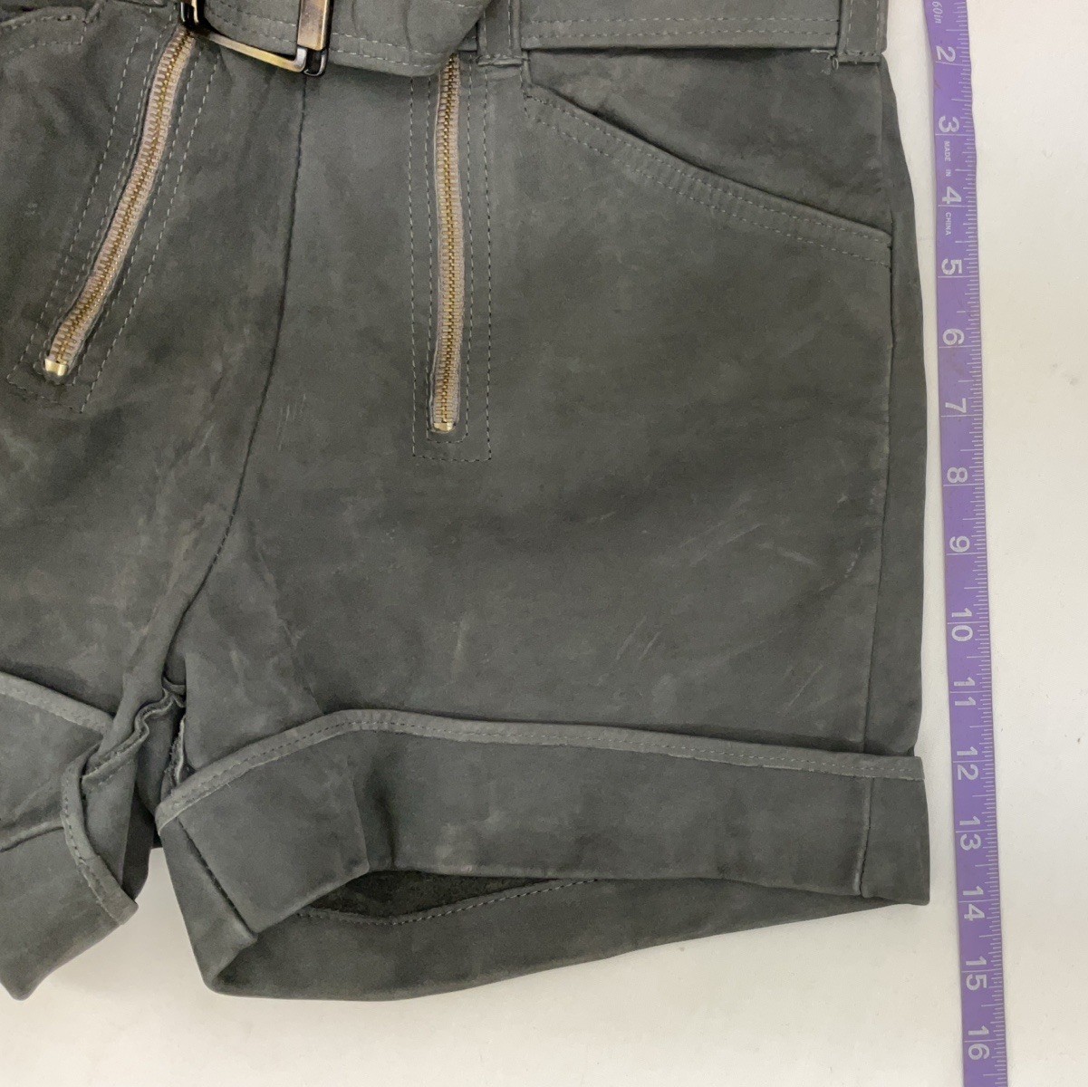 Vintage Women’s Unbranded Leather Lederhosen Double Zipper Shorts | 30” W