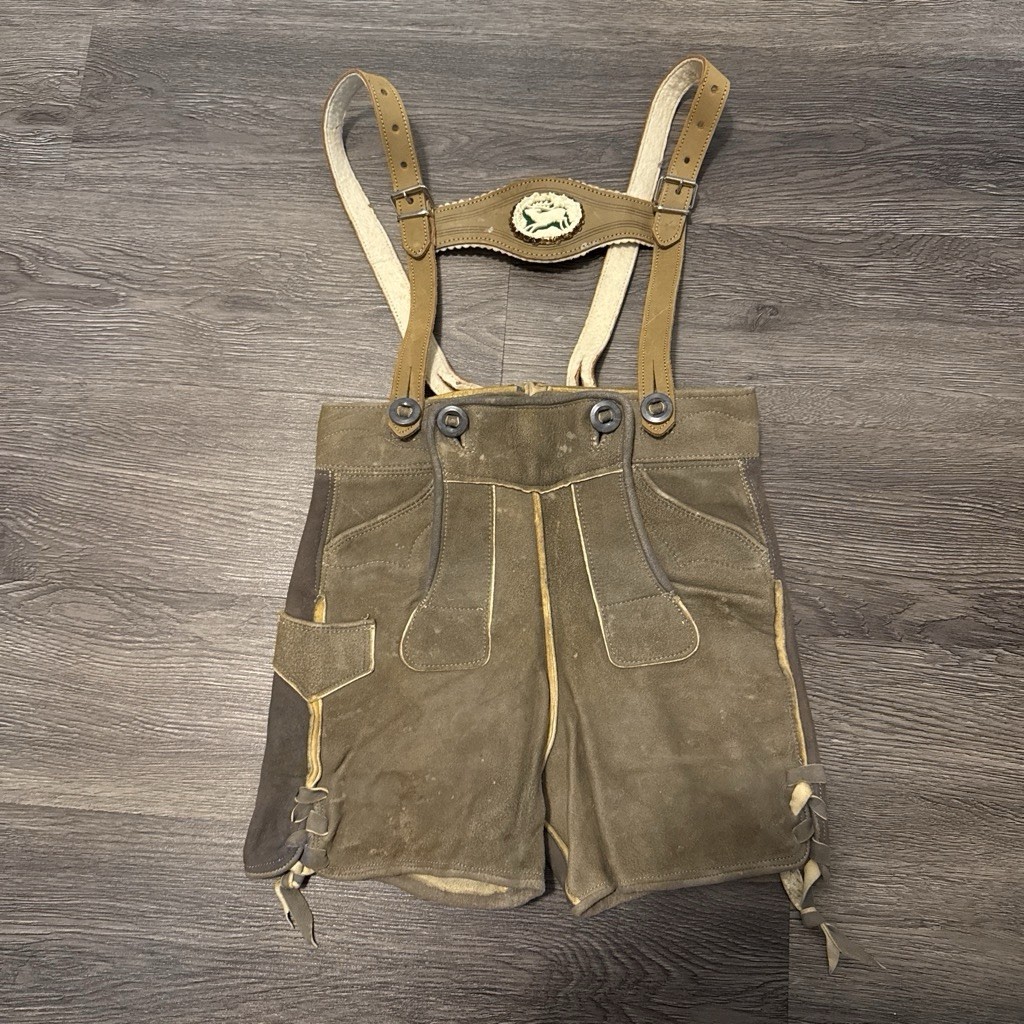 Authentic Kids Lederhosen Bavarian German Oktoberfest Christmas Vintage Set Nice