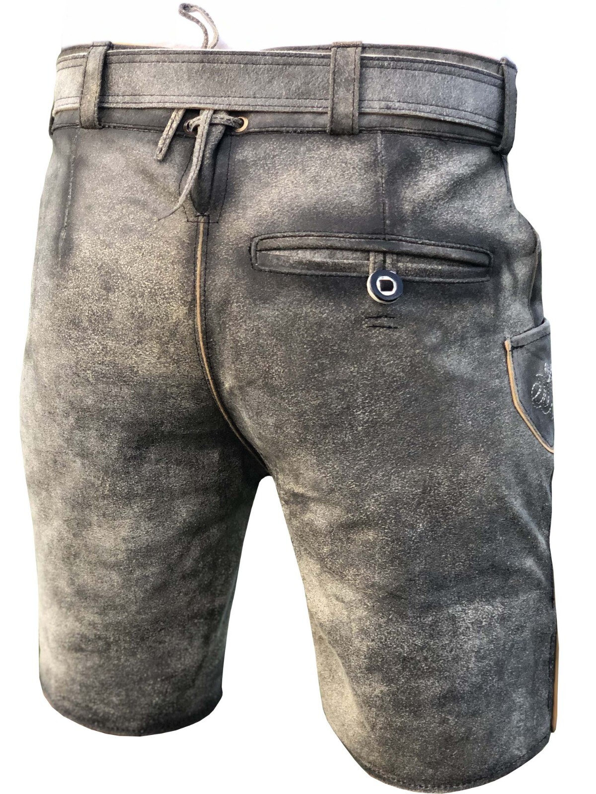 Men’s costume leather pants short leather pants Bavarian leather pants with belt size 46-58