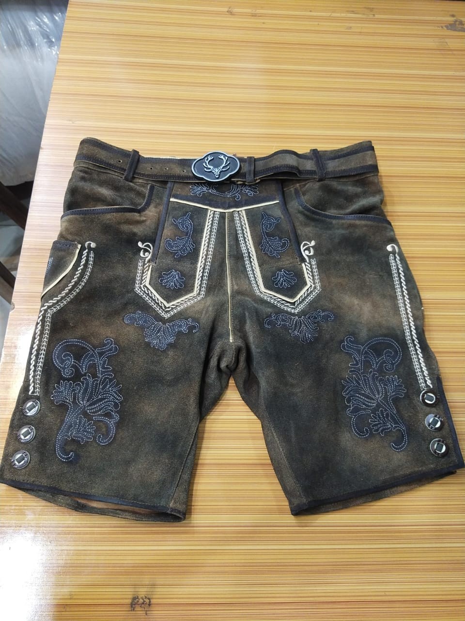 Men Lederhosen Shorts German Bavarian Leather Oktoberfest Costume