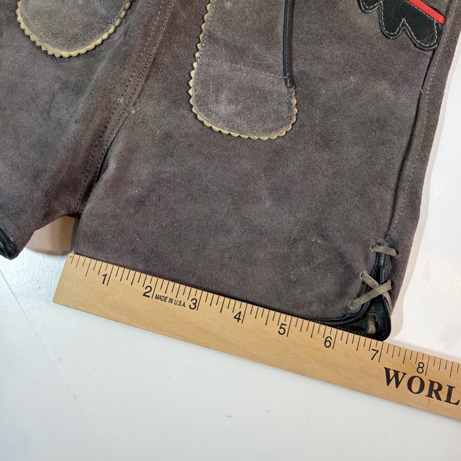 Vintage Lederhosen Authentic Suede Leather German Shorts Wmn Child 10,5in waist