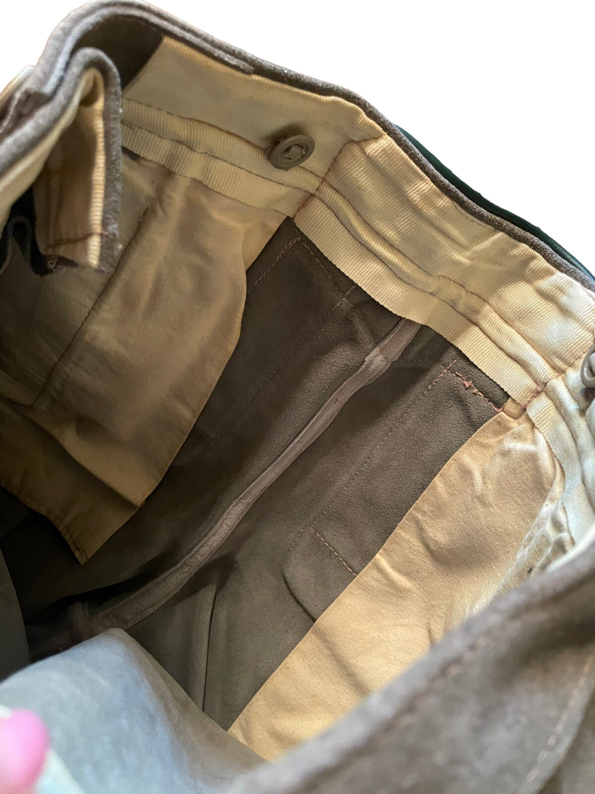 Vintage Lederhosen Gray & Green Leather Shorts EU Size 30 Oktoberfest Austria
