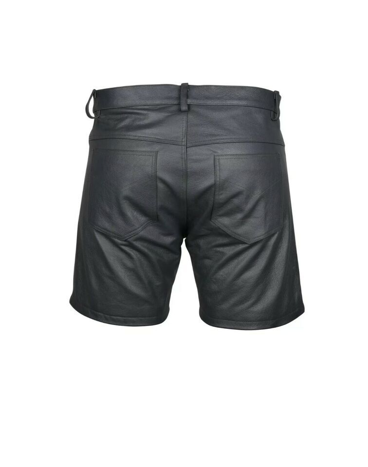 Mens Biker Shorts Real Black Or Cow Leather Sleek And Sexy 501 Style Shorts New