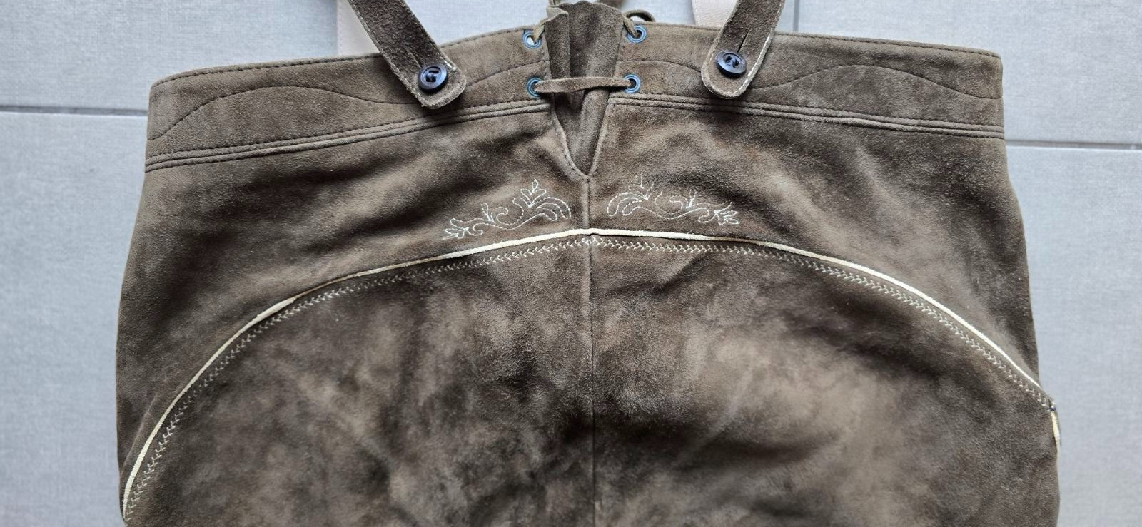 VTG Karl Klüber Trachten Lederhosen Leather Pants Men Oktoberfest Suspenders-2XL
