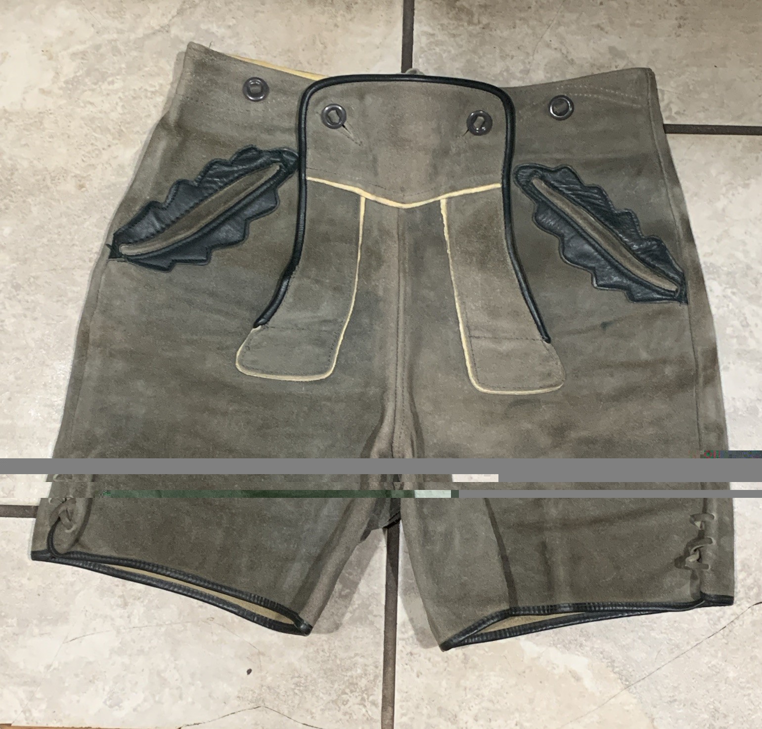 Men’s Vintage Authentic European Hand Made Leather Lederhosen Brown & Black