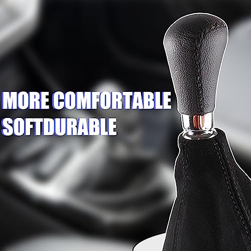 Car Shift Boot Cover, Suede Leather Shift Knob Boot Dust Cover, Black/Black