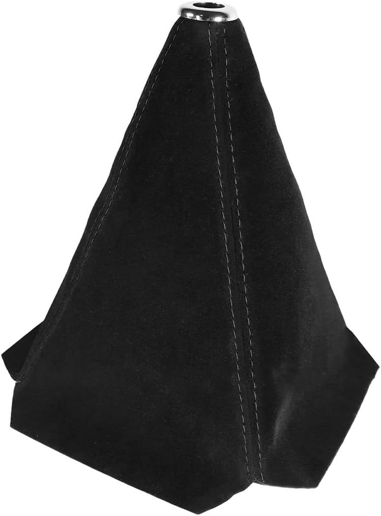 BESULEN Car Shift Boot Cover, Suede Leather Shift Knob Boot Dust Black/Black