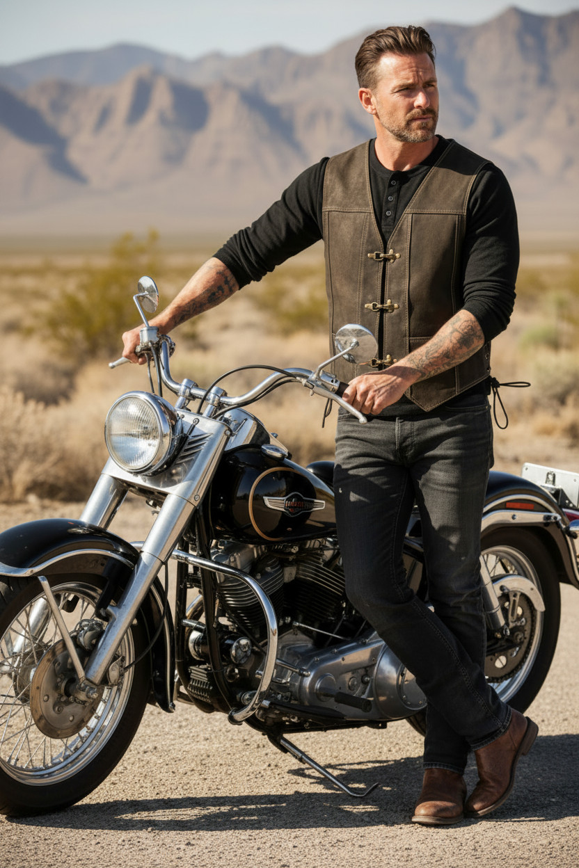 Men Genuine Suede Leather Choco Brown Vest