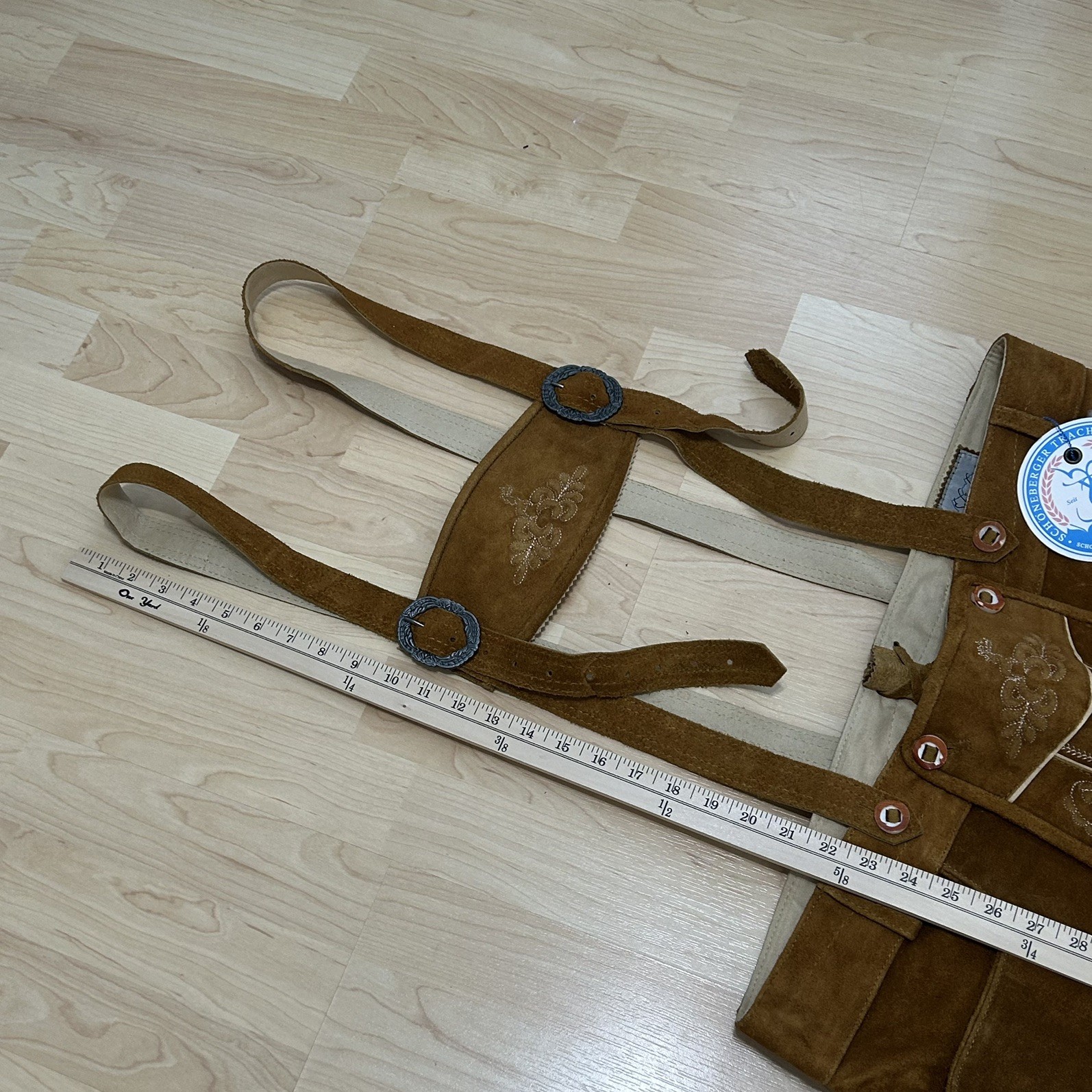 Schonoberger Trachten Couture Lederhosen Brown Suede German Oktoberfest Size 42