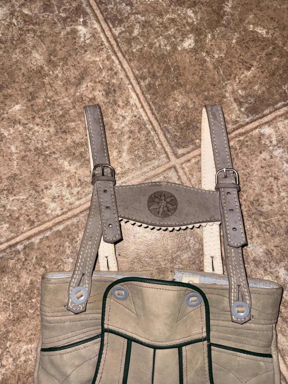 Vintage German Leather Lederhosen Toddler Sz 0 Child Adjustable Straps Handmade