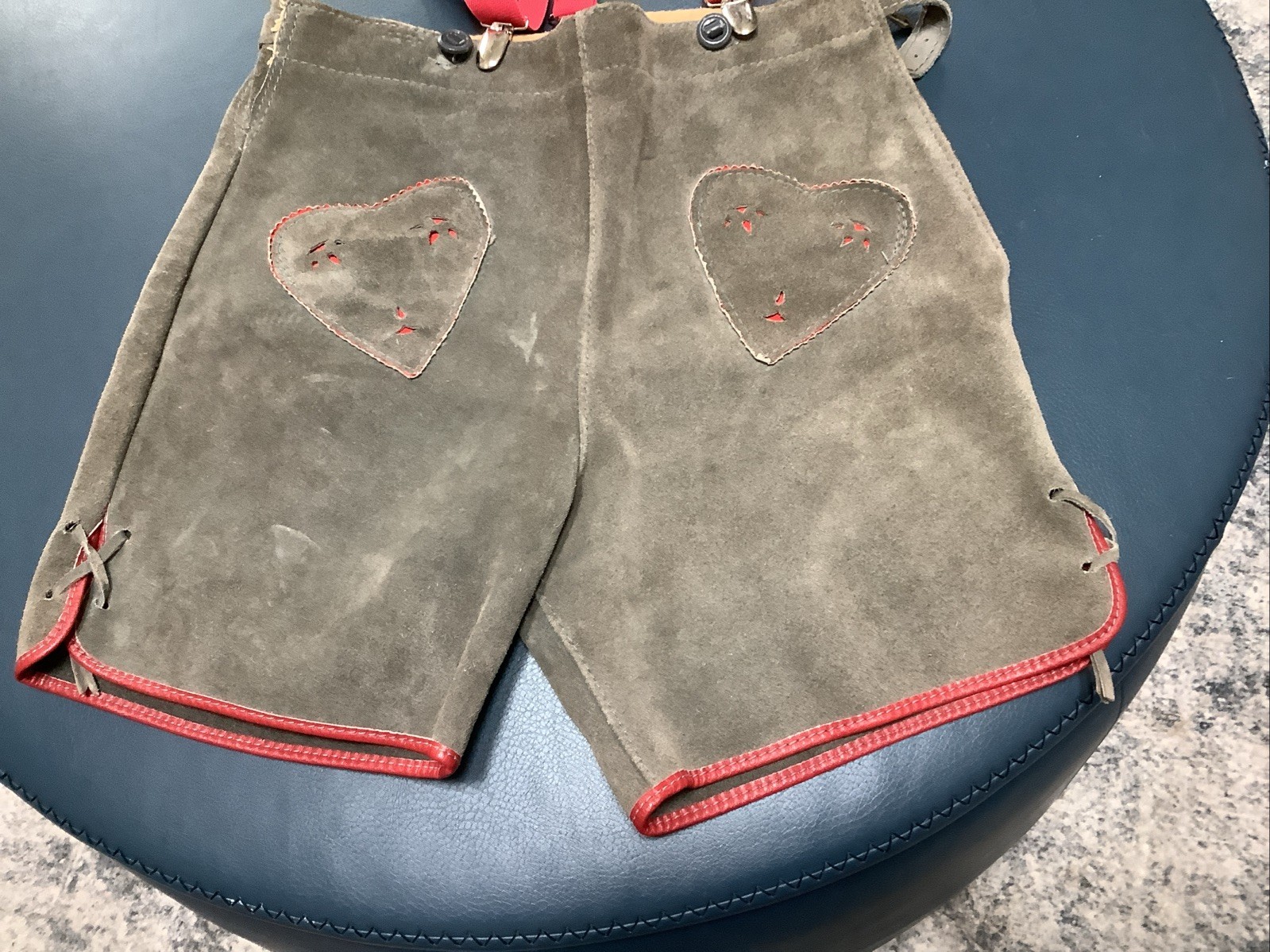 Vtg Lederhosen Sz 26 Waist Suede Shorts Leather Oktoberfest RIES Zipper Unisex