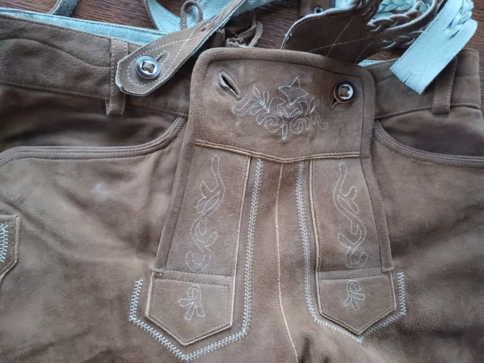 Stunning Oktoberfest Suede Wildbock Deer Leather Trachten Lederhosen Shorts W 34
