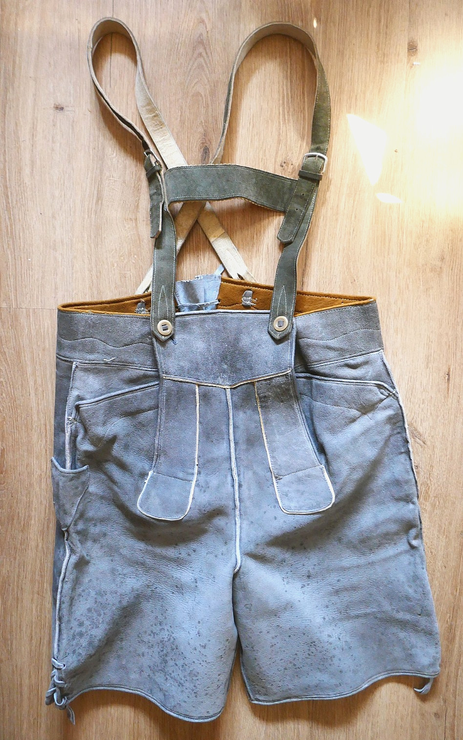 Original Vintage Mens Lederhosen / Trachten Trousers, With Suspenders, Size 54