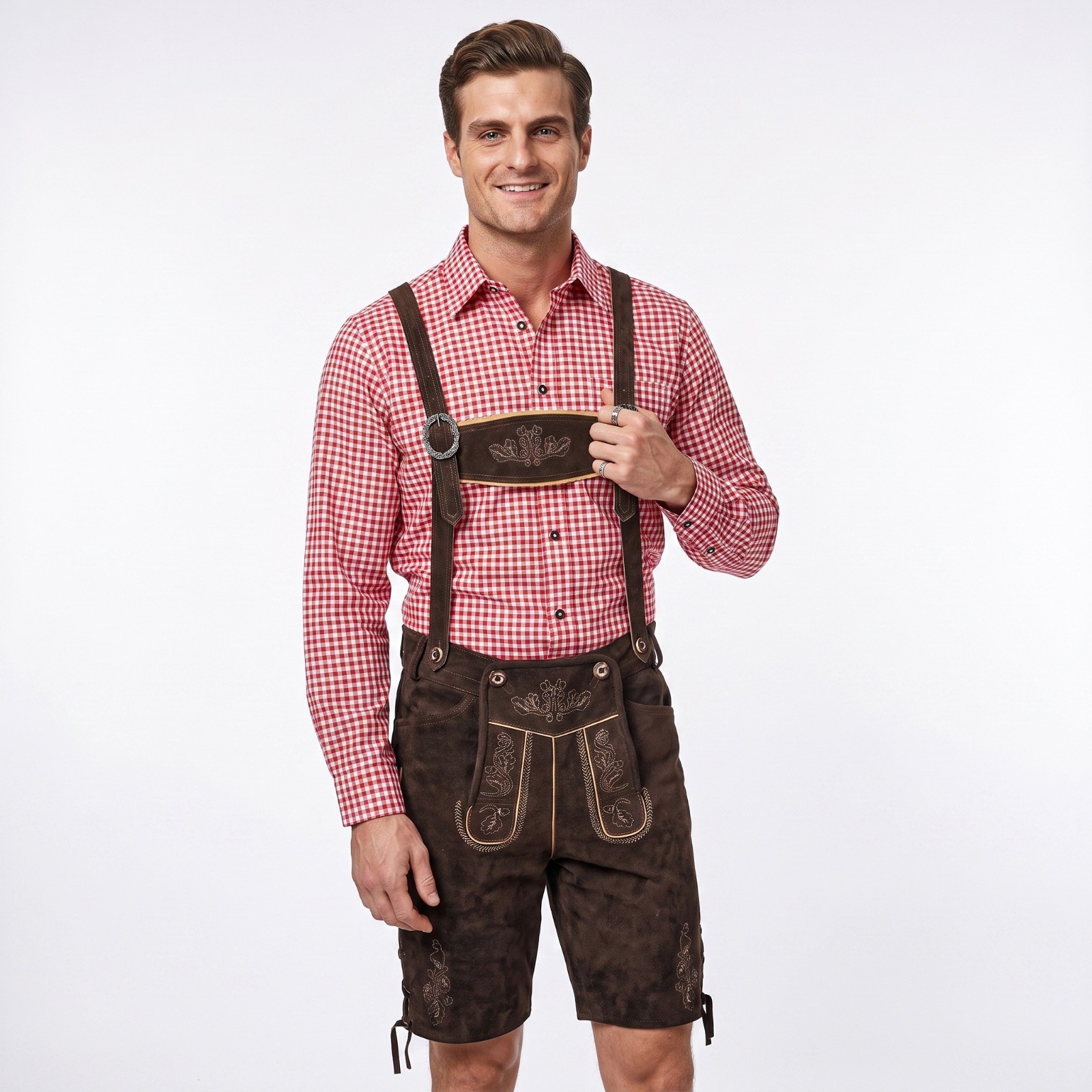 Authentic Lederhosen Oscar Oktoberfest Costume Men Leather Short German Outfit