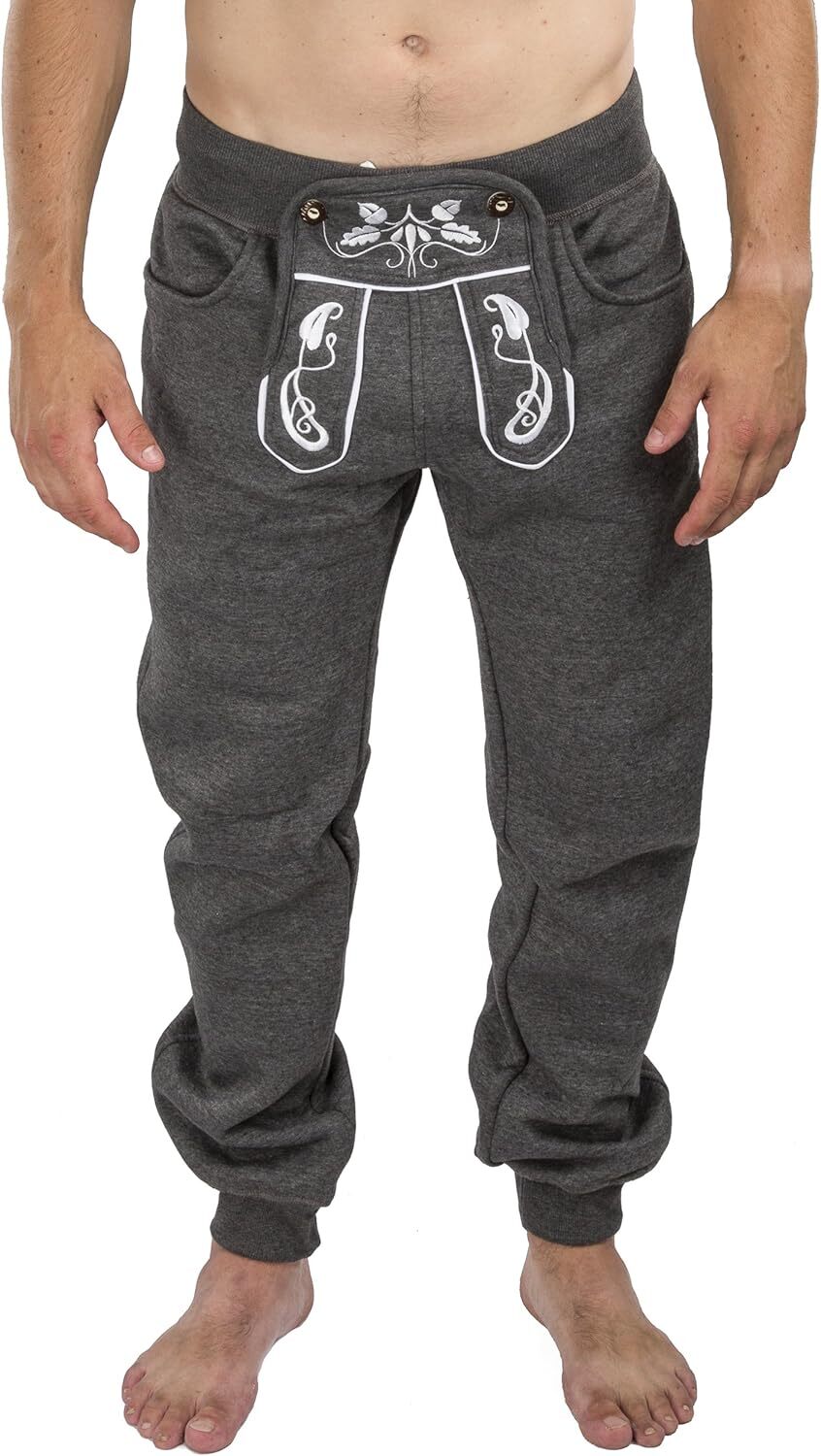 Schöneberger Trachten Couture Lederhosen Men Sweatpants Long Small, Dark Grey