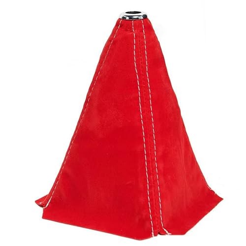 Car Shift Boot Cover, Suede Leather Shift Knob Boot Dust Cover, Red&White