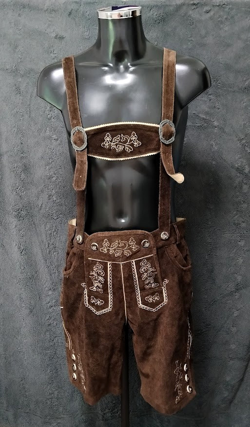 Bavarian Oktoberfest Lederhosen Shorts Antique Brown Tracht
