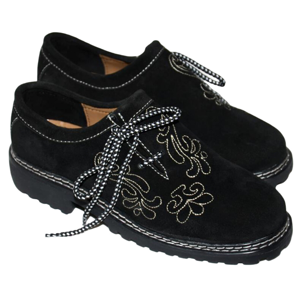 Black LEATHER Shoes German 9 10 11 12 13 Lederhosen Bundhosen Oktoberfest Men