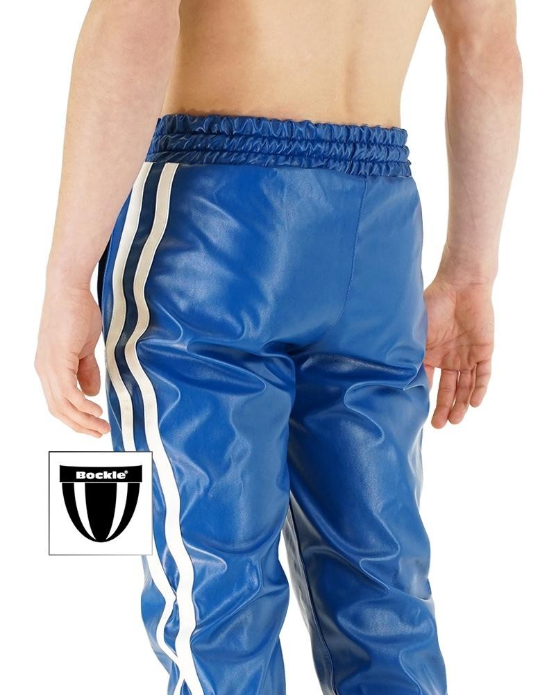 Bockle® Boyjog Faux blaue Kuns Lederhose Leder Joggers Jogginghose