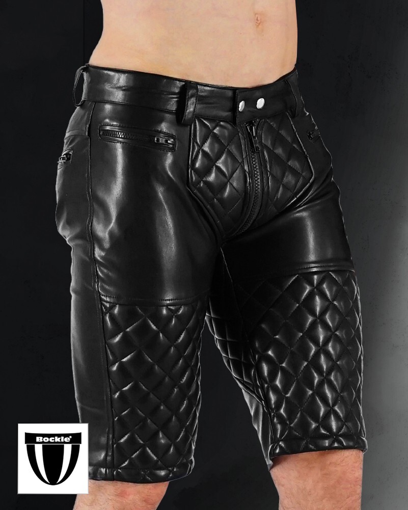 Bockle® GAY-ZIP FAUX Shorts Faux Leather Pants Leather Shorts Full Zip