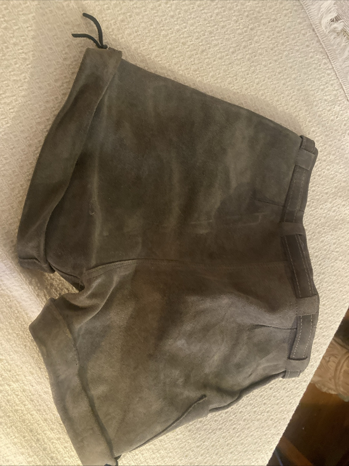 Authentic Vintage Lederhosen Oktoberfest Men Suede Leather German 13” Waist Pant