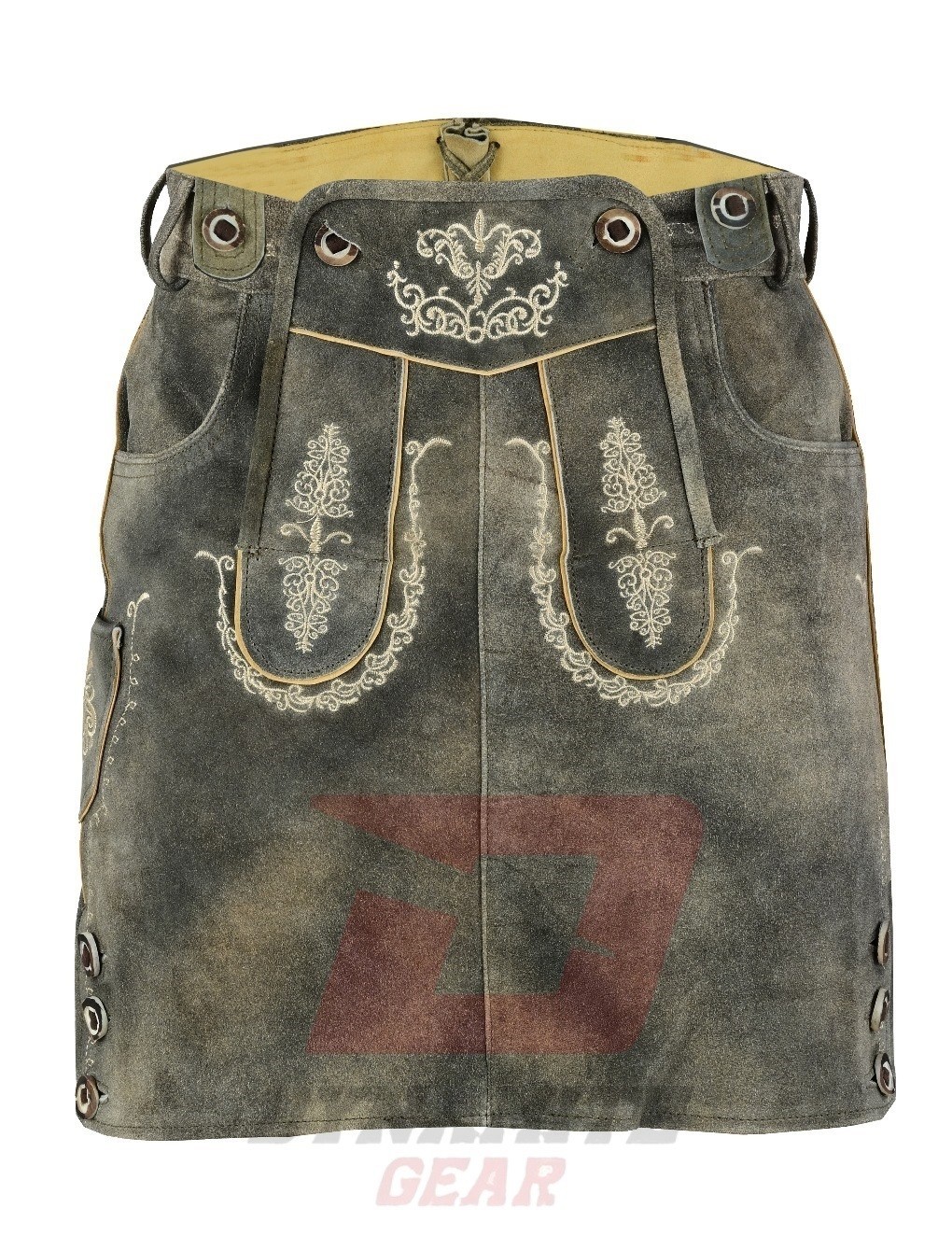 Bavarian Oktoberfest Lederhosen Skirt German Tracht Outfit Grey