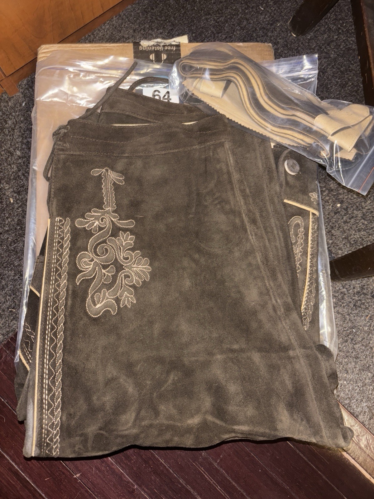 German lederhosen w/suspenders, mens SizeUS 48(Euro 64). Great Halloween Costume