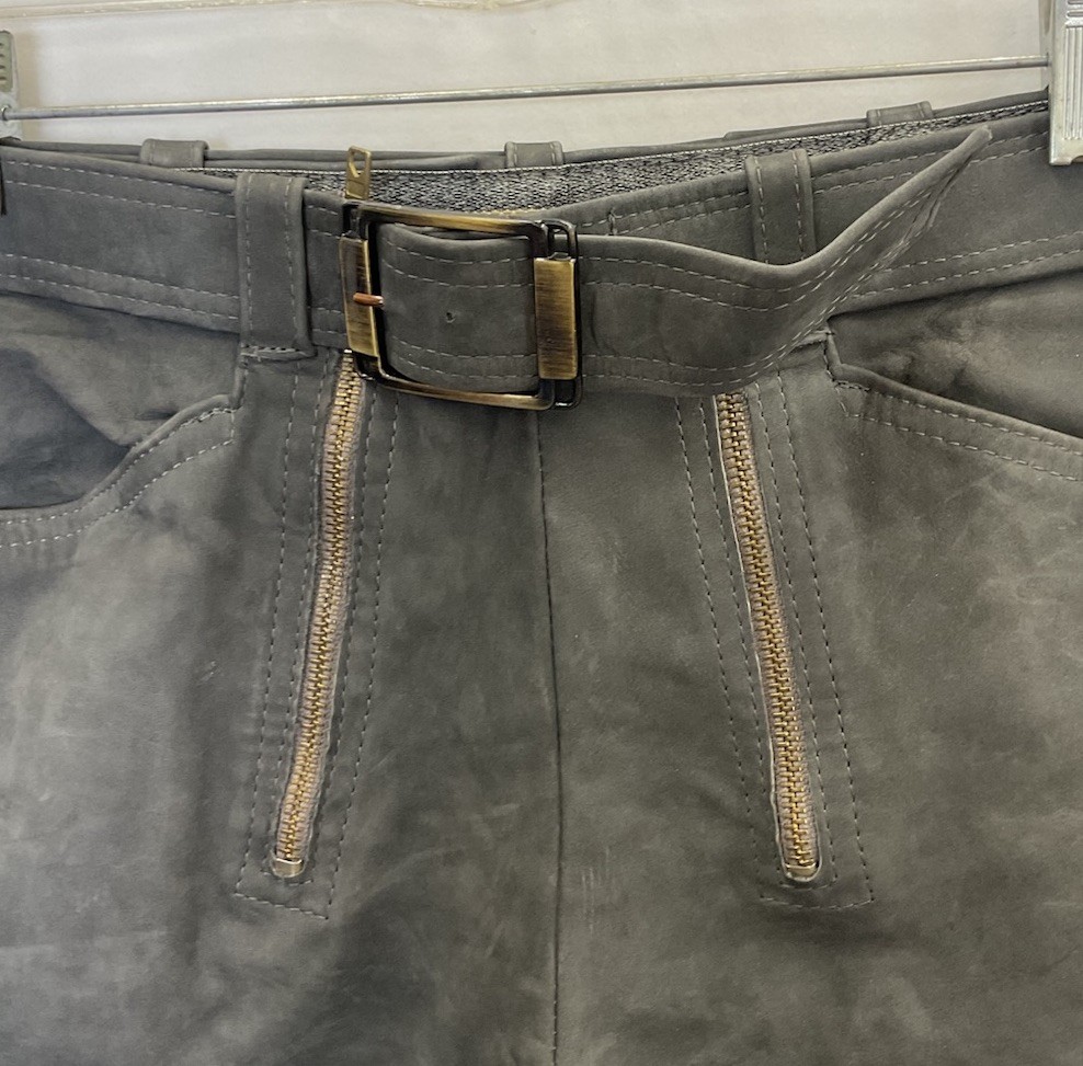 Vintage Women’s Unbranded Leather Lederhosen Double Zipper Shorts | 30” W