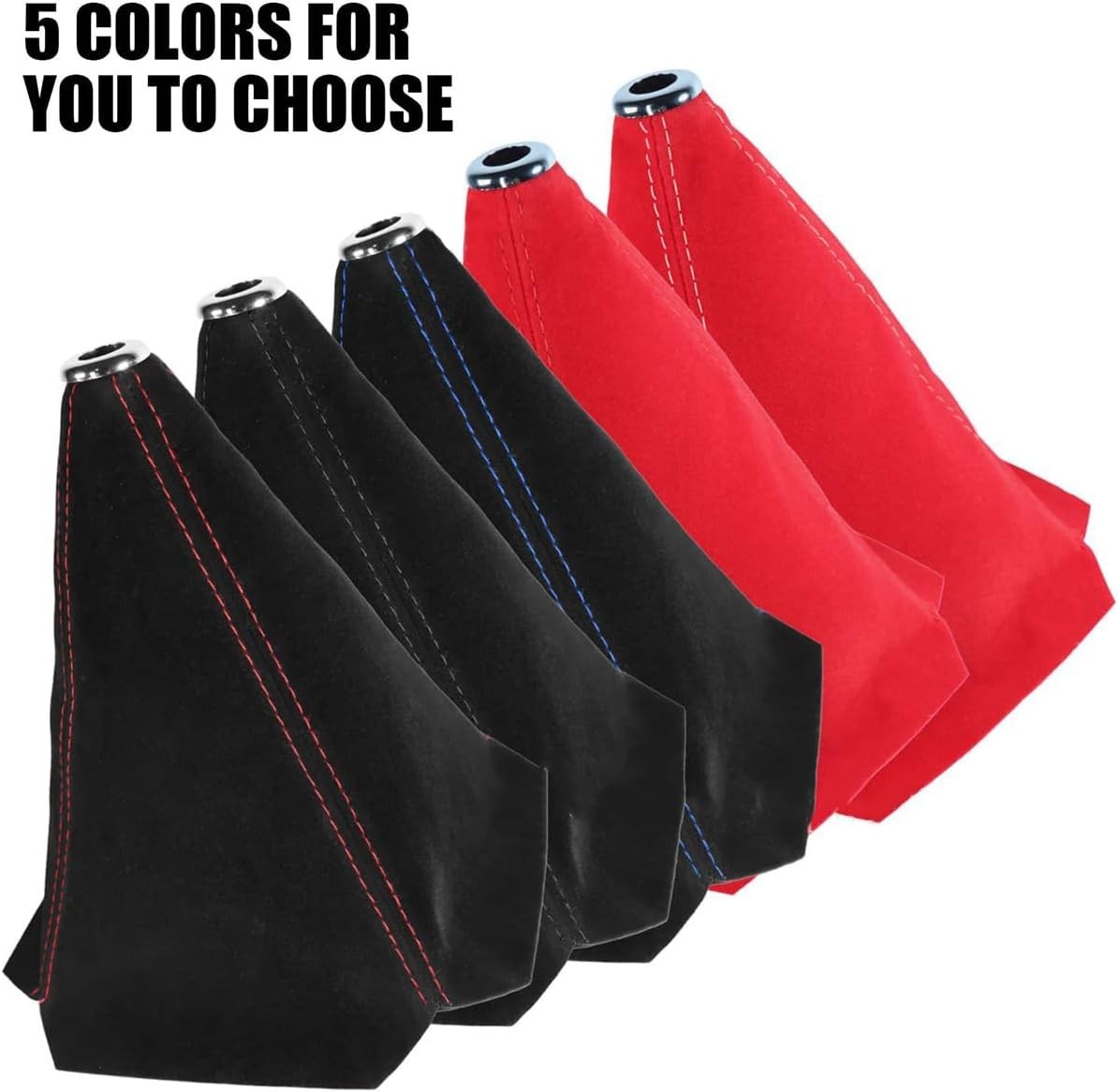 Car Shift Boot Cover, Suede Leather Shift Knob Boot Dust Cover, Red/Red