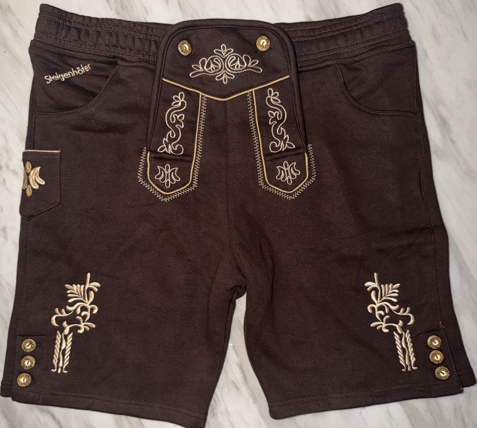 Steigenhofer German Lederhosen Size XXXL Brown Oktoberfest Shorts Made In 🇩🇪