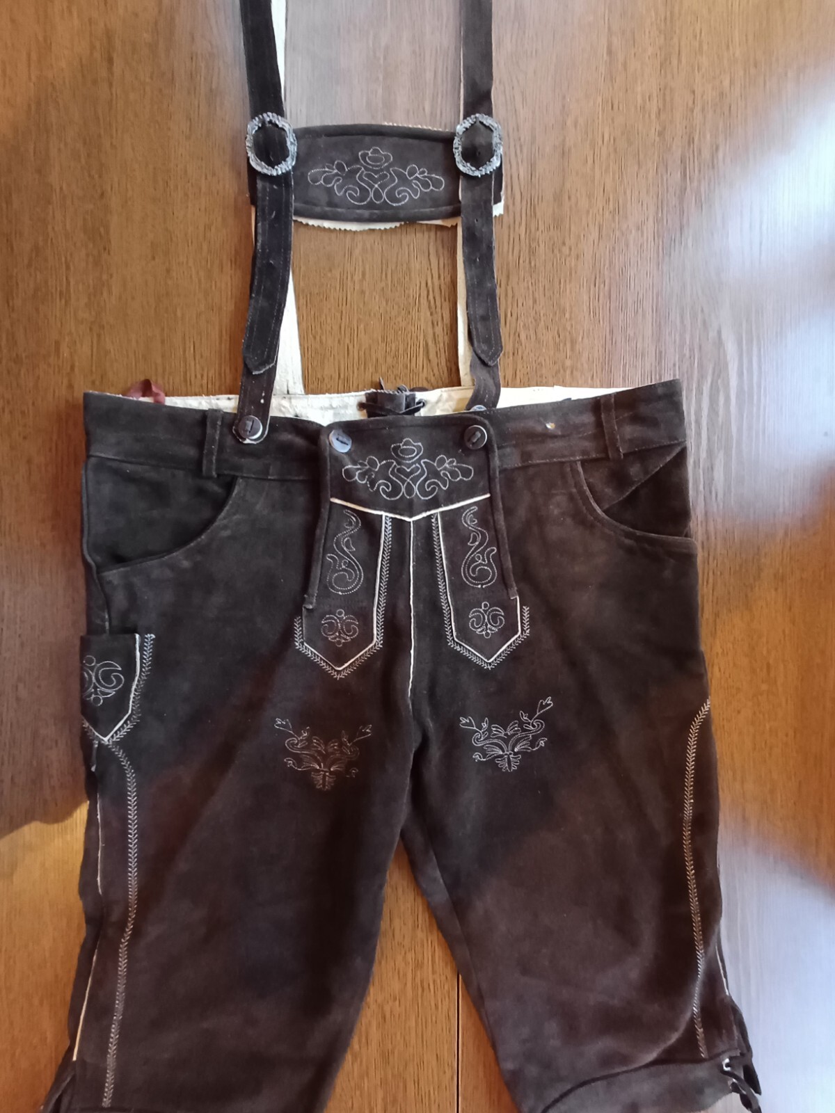 Bavarian Trachten Oktoberfest Suede Leather Lederhosen Shorts Pant Size W 42-44