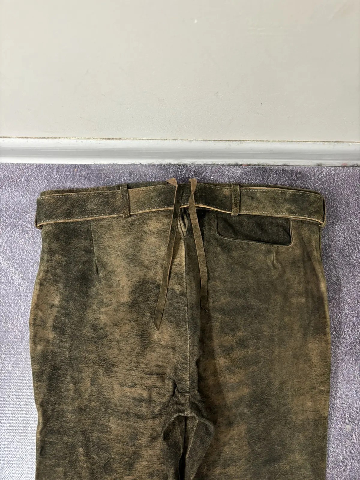 Stockerpoint Lederhosen Rocco Men’s Trachten Brown Leather Pants Belt 50EU/34US
