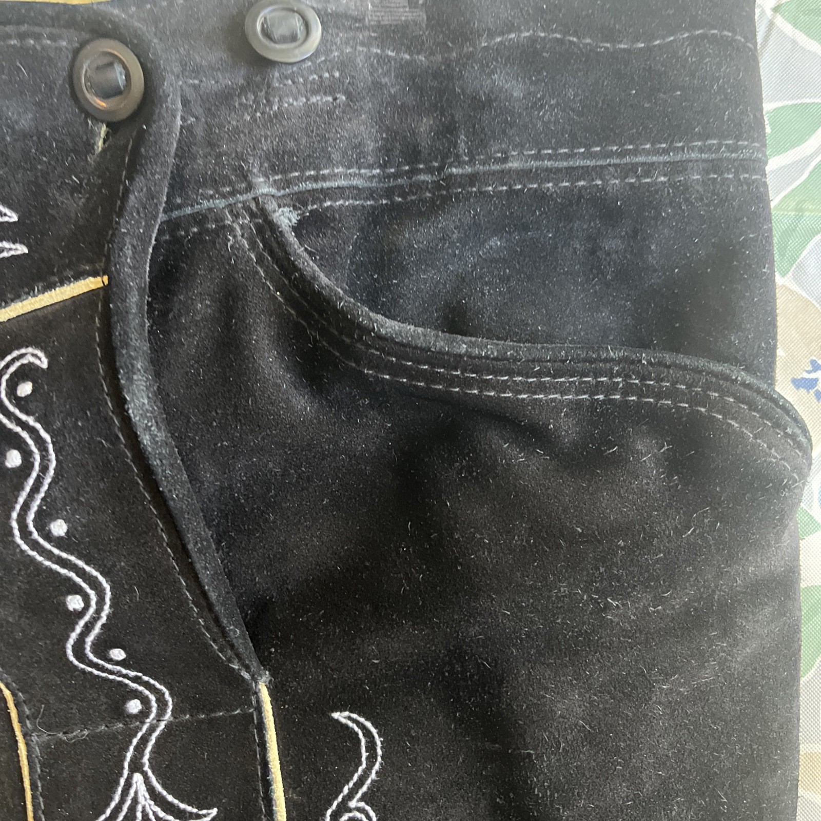 Beckert Modell Embroidered Suede Lederhosen Sz 36 Waist With Suspenders