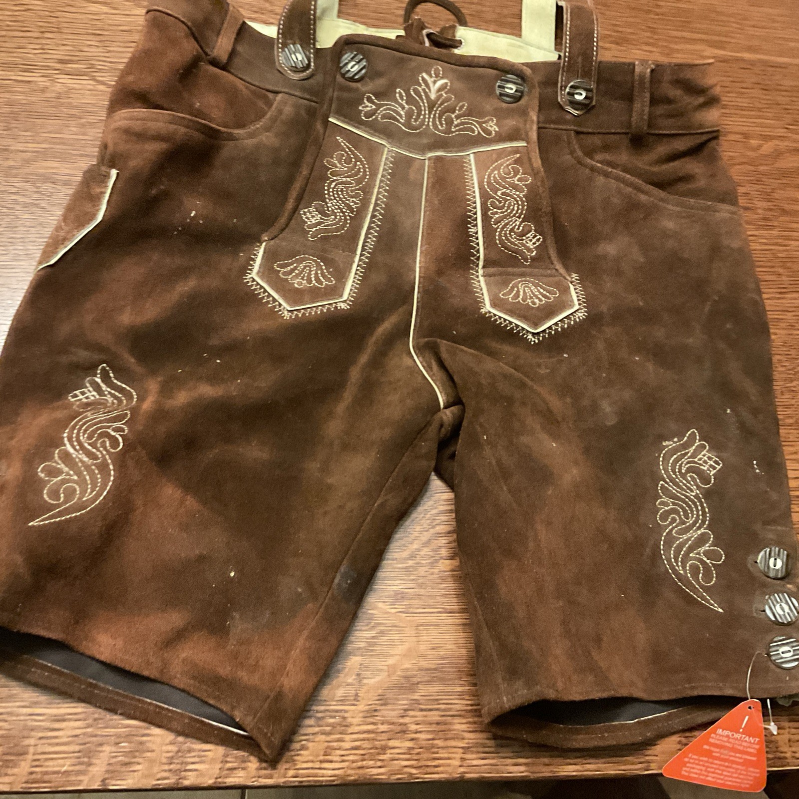 Leather Suspendered Shorts Vintage German Bavarian BY SMART LEATHER