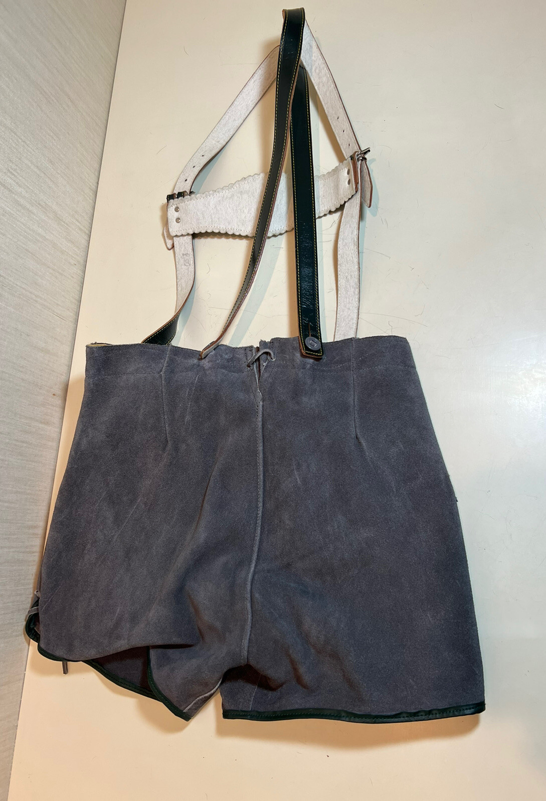 Lederhosen Vintage German Octoberfest Suede Leather Overall Button Shorts