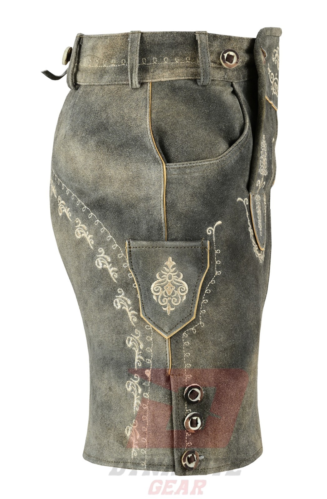 Bavarian Oktoberfest Lederhosen Skirt German Tracht Outfit Grey