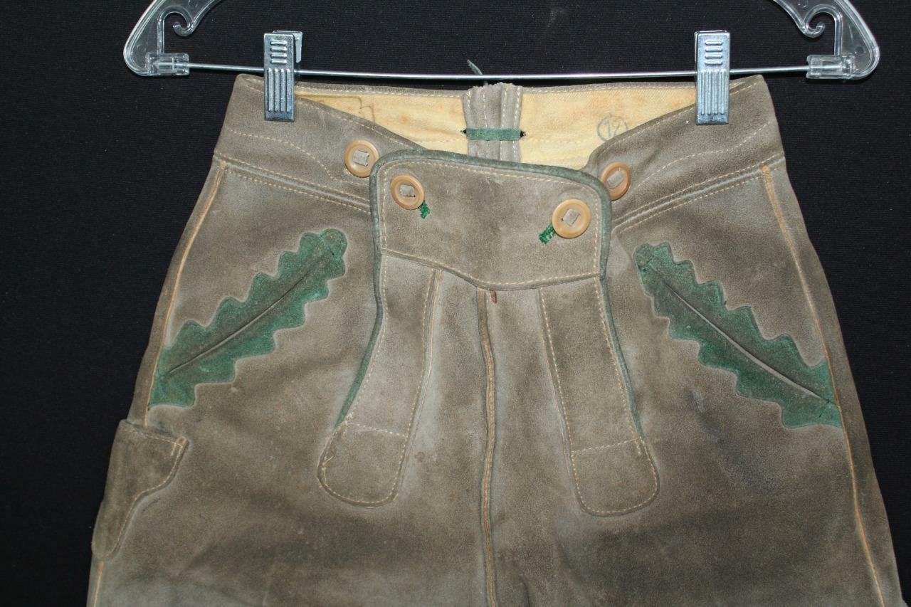 VINTAGE 1960’S GRAY GREEN SUEDE AUTHENTIC SUEDE LEDERHOSEN SHORTS SIZE 25″ WAIST