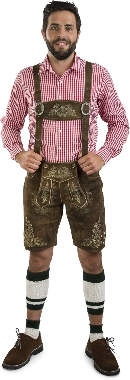 Authentic Bavarian Suede Lederhosen with Suspenders – Perfect for Oktoberfest