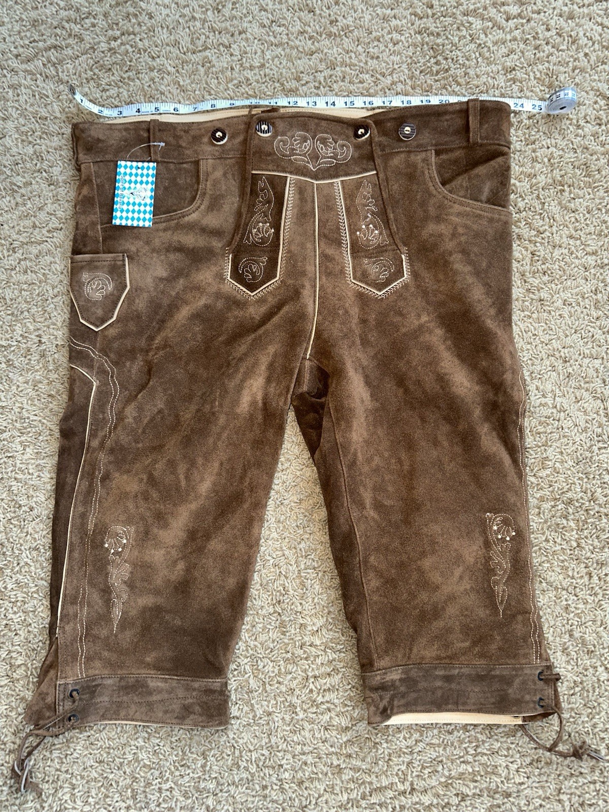 Spirit of BAVARIA Germany Octoberfest Lederhosen Mens 62 EU 100% Genuine Leather