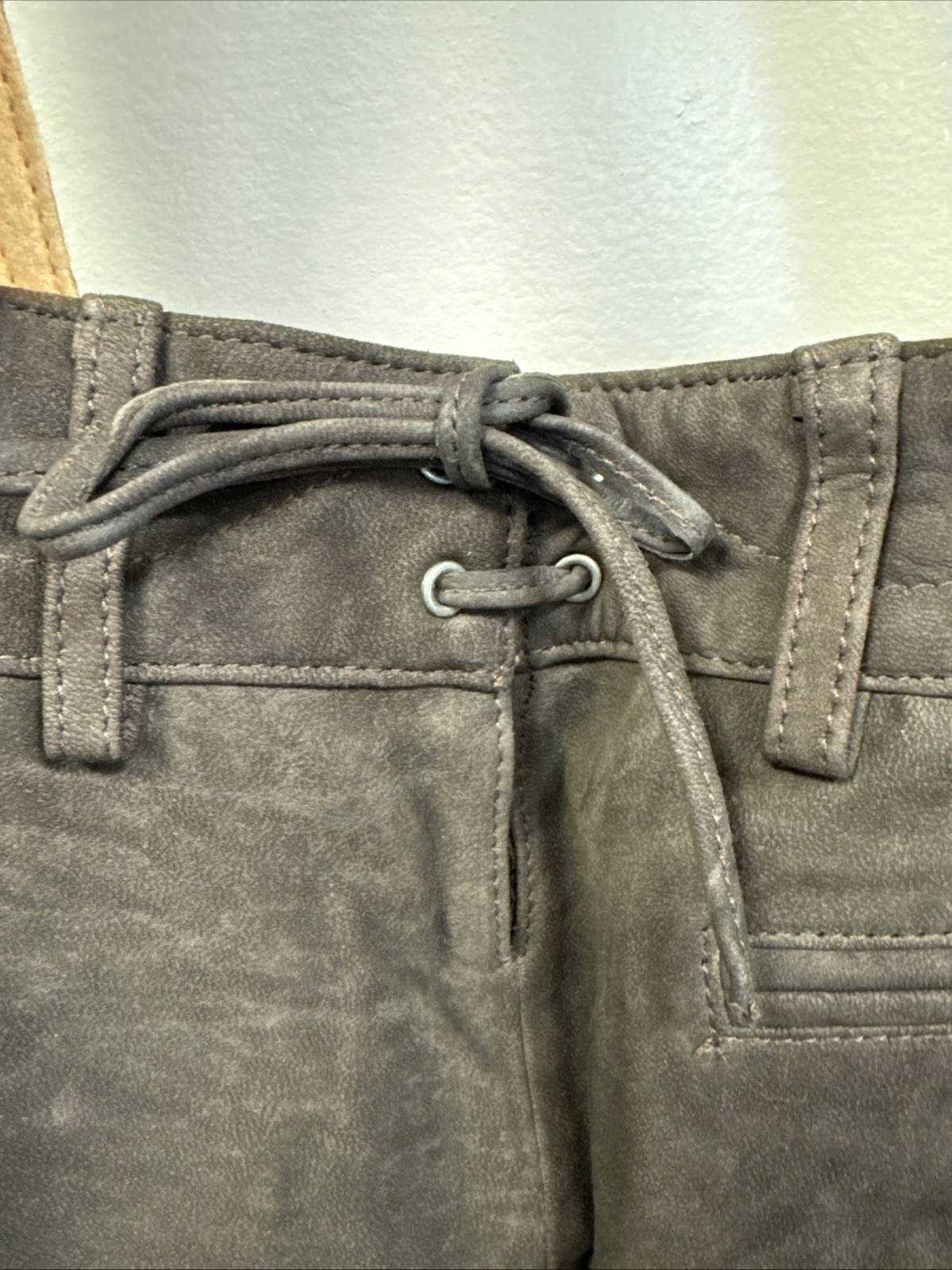 NWT Chubbies Mens Large Lederhosen Brown Suede Lamb Leather German Oktoberfest