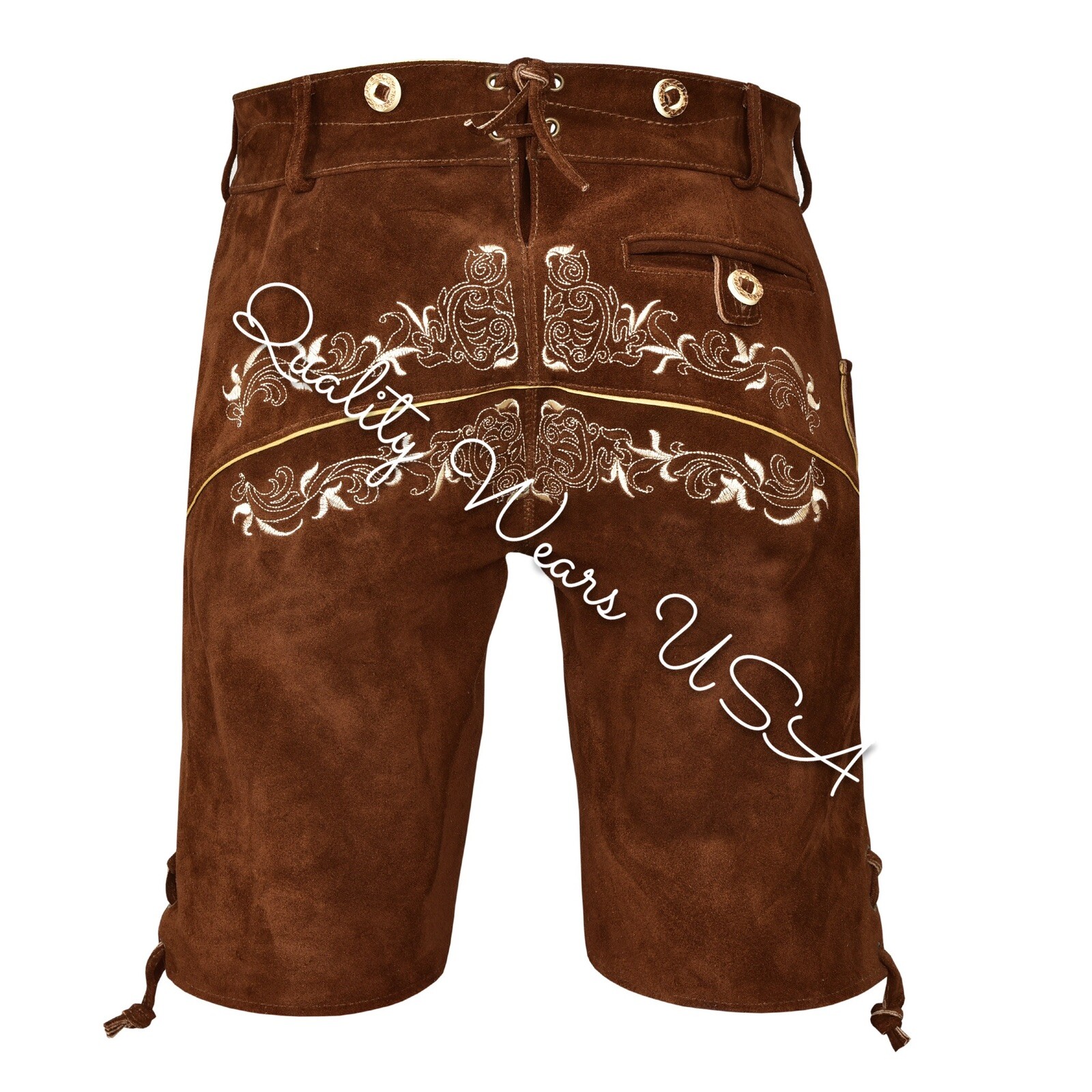 Men Oktoberfest Lederhosen- Authentic Bavarian Lederhosen-Suede Leather Trousers