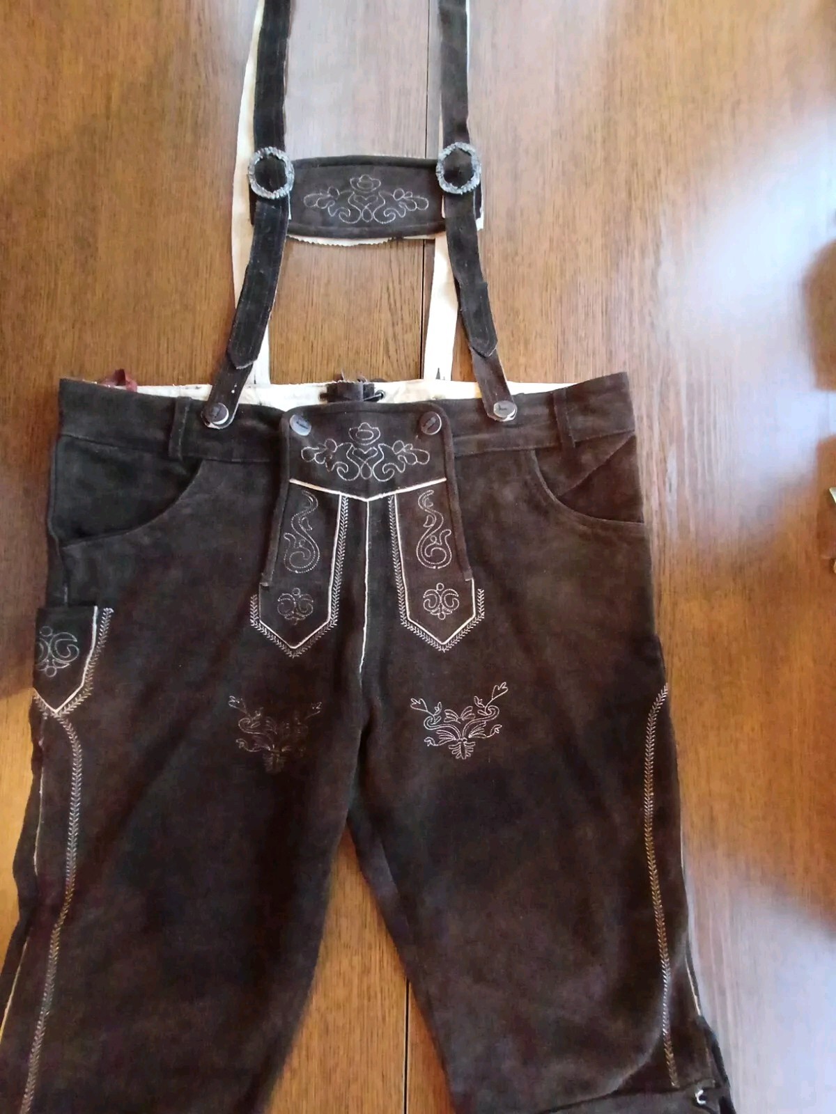 Bavarian Trachten Oktoberfest Suede Leather Lederhosen Shorts Pant Size W 42-44